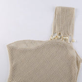 On Vacay One Shoulder Backless Pearl Dress 4
