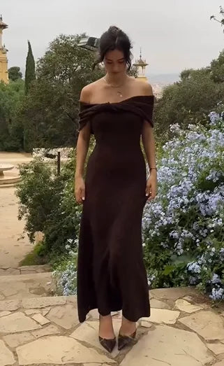 Sexy off-the-Shoulder Slim-Fit Sheath Dress