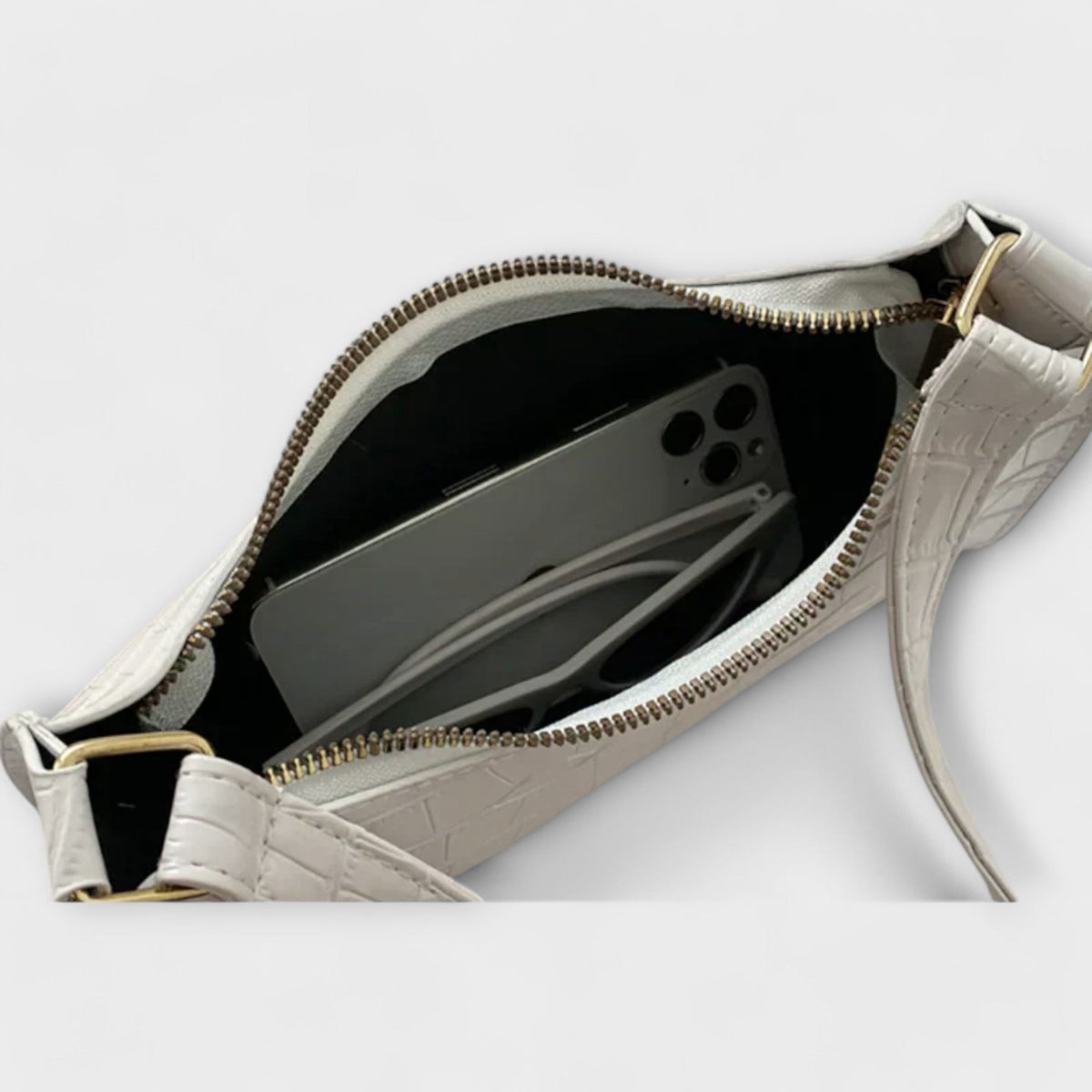 Croc Embossed Patent Baguette Shoulder Bag