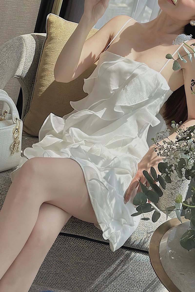 H5522 - Spaghetti Straps Sleeveless Ruffles Tulle Sheath Mini Homecoming Dress