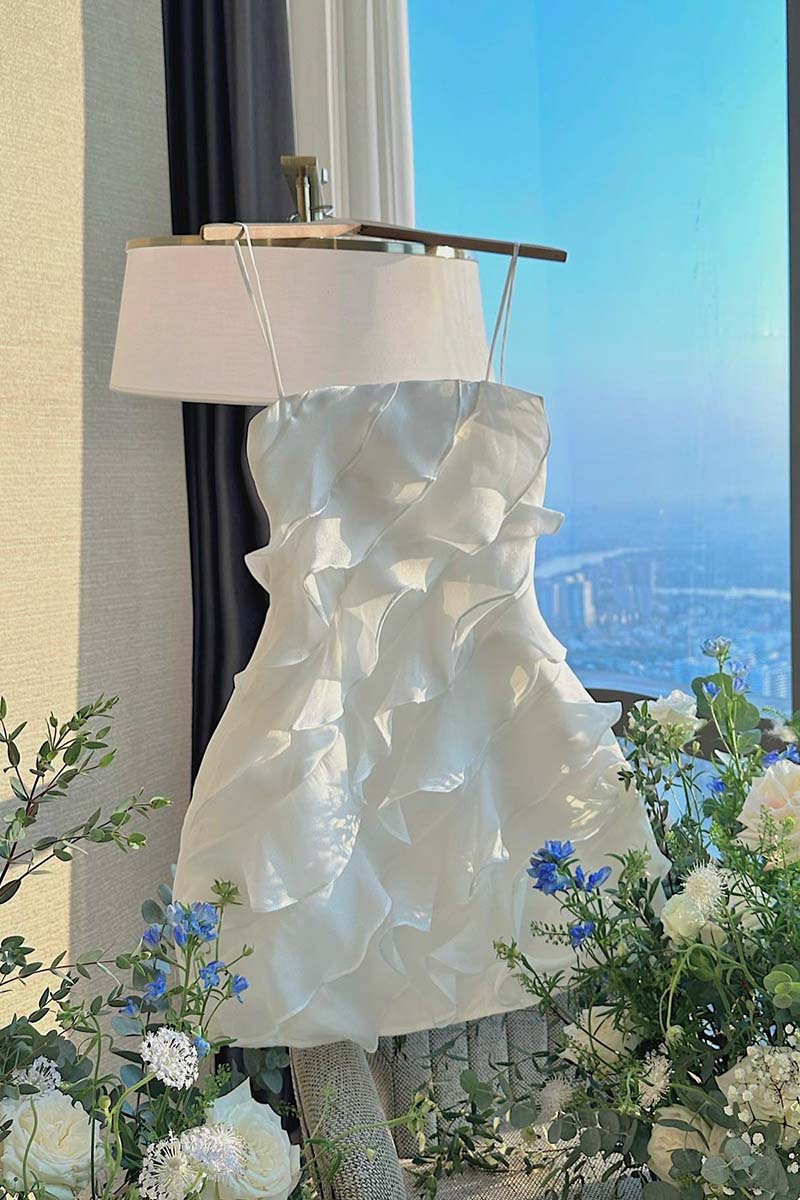 H5522 - Spaghetti Straps Sleeveless Ruffles Tulle Sheath Mini Homecoming Dress