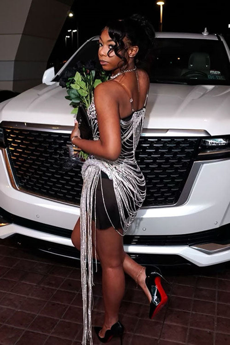 H5571 - Scoop Strapless Sleeveless Beaded Satin Sheath Mini Homecoming Dress