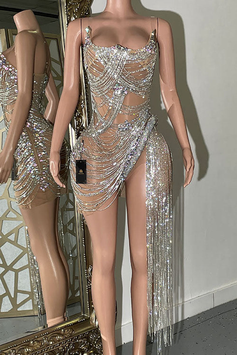 H5577 - Scoop Strapless Sleeveless Beaded Tulle Sheath Mini Homecoming Dress