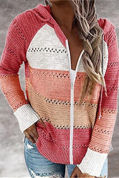 Gradient Zipper Hoodie Cardigan