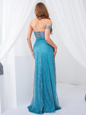 Bling Bling Glitters Floor Length Split Party Dress Backless Long Black Dress 15