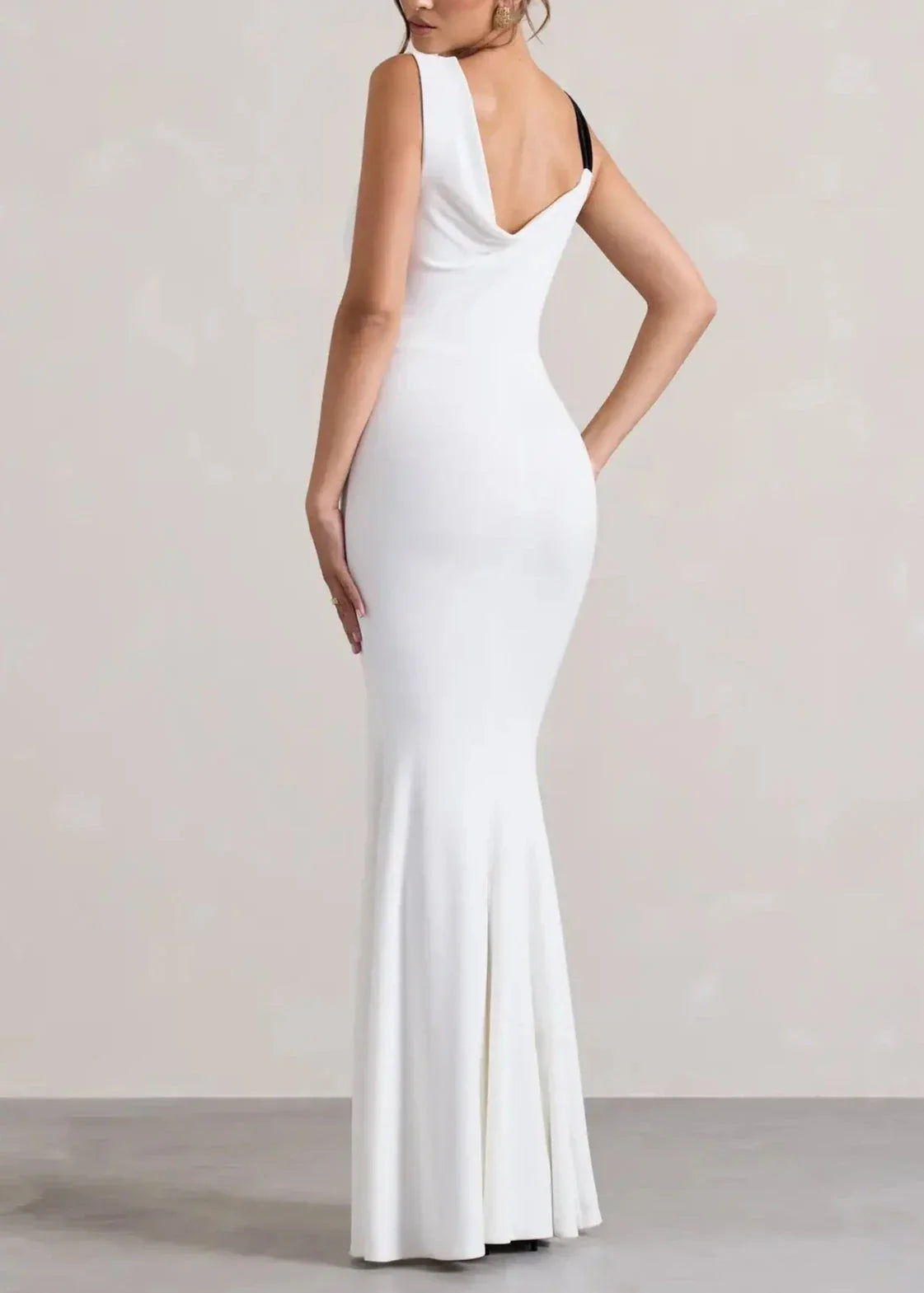 Sexy and Personalized Bow Suspenders Slim Fit Slit Dress