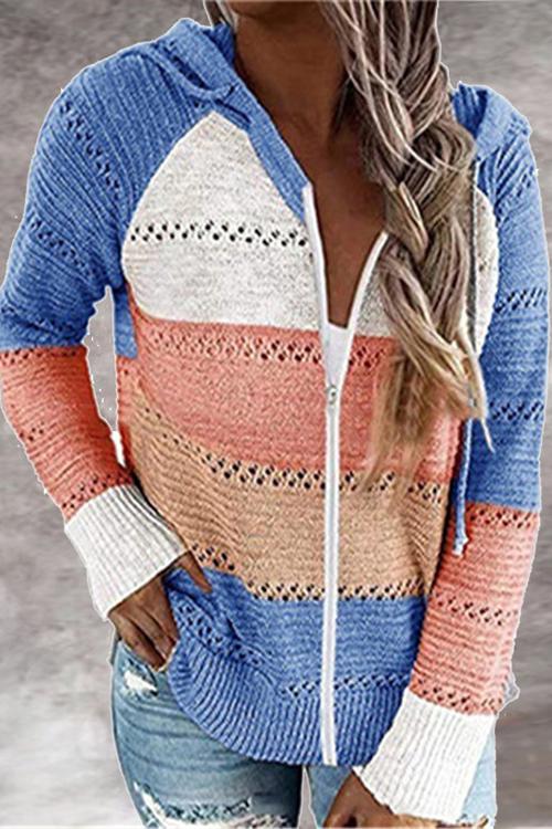 Gradient Zipper Hoodie Cardigan