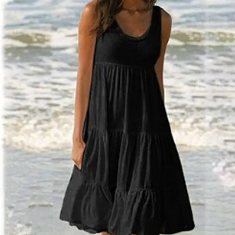 Daphne Luxe Women's Boho Summer Dress with Ruffles Boutique Collection