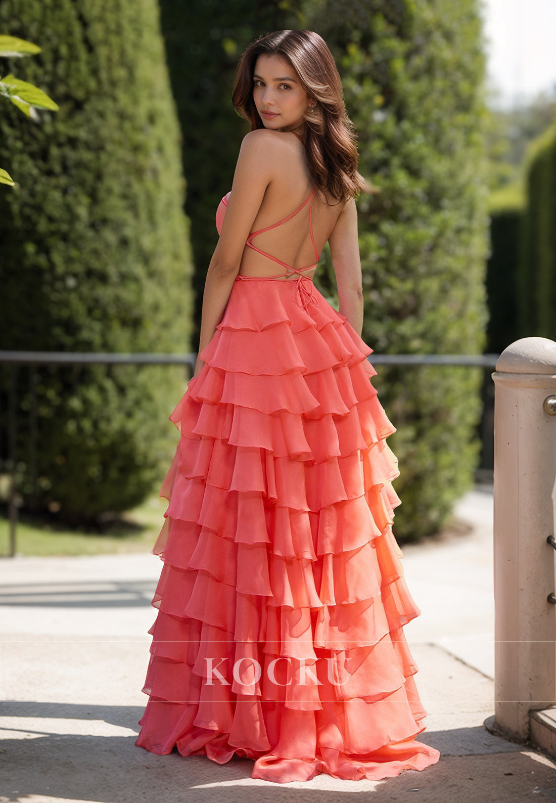 Elegant Beaded A-Line Square Neck Straps Tiered Lace Prom Party Evening Dress with Appliques
