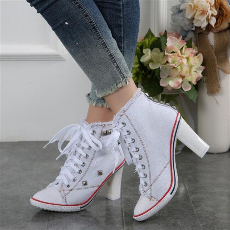 Denim Square High Heels