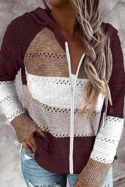 Gradient Zipper Hoodie Cardigan