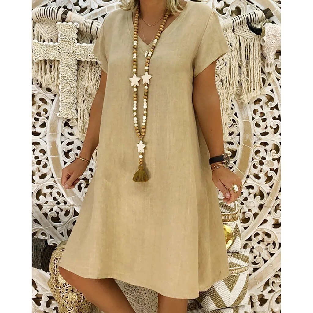 Ingrid Casual, Loose Cotton Dress for Women Brunch Outfit Idea