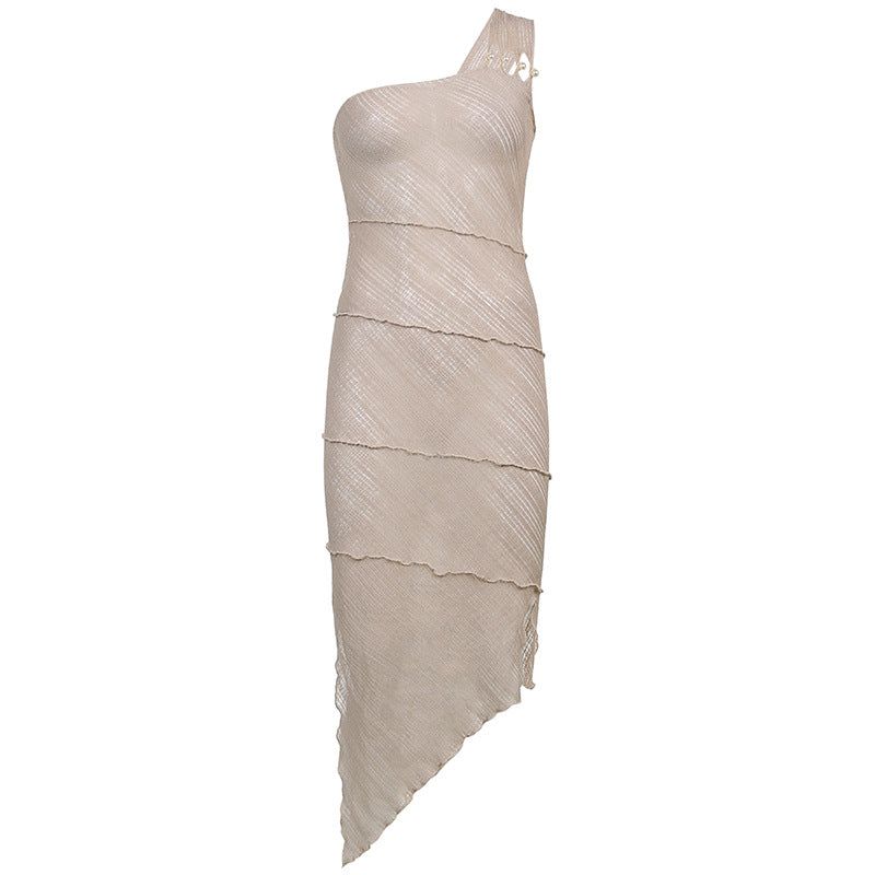 On Vacay One Shoulder Backless Pearl Dress 8