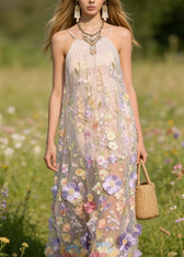 Handmade Floral Tulle Spaghetti Strap Dress Dresses Summer 3
