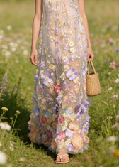 Handmade Floral Tulle Spaghetti Strap Dress Dresses Summer 4