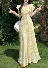 Handmade Green V Neck Tie Lace Print Maxi Dress Short Sleeve 2