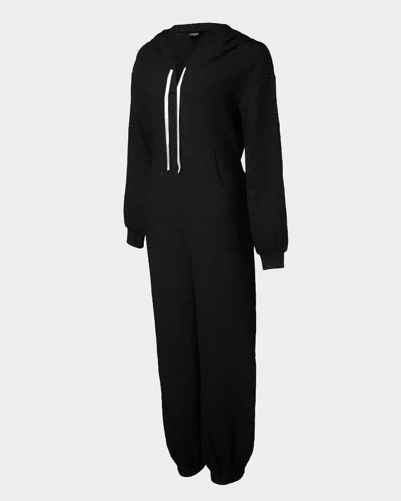 Trendy Hooded Cuffed Jumpsuit for Women | Soft Fabric & Adjustable Wai