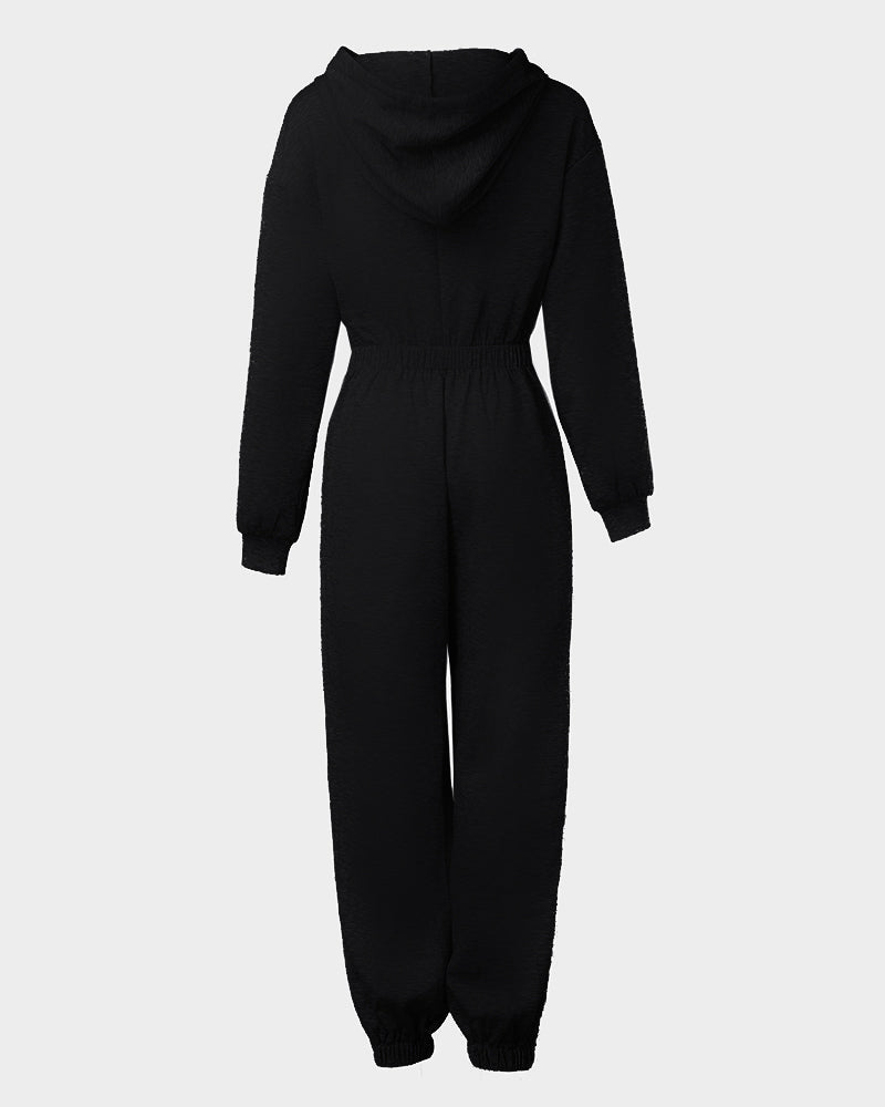 Trendy Hooded Cuffed Jumpsuit for Women | Soft Fabric & Adjustable Wai