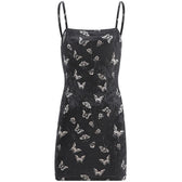 Harajuku Spaghetti Strap Backless Off Shoulder Mini Dress