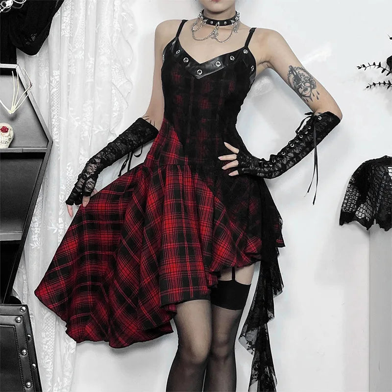 Patchwork Deep V-Neck Lace Dress
