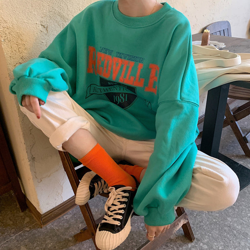 Crewneck Fashion Oversize Hoody Pullover Green / S