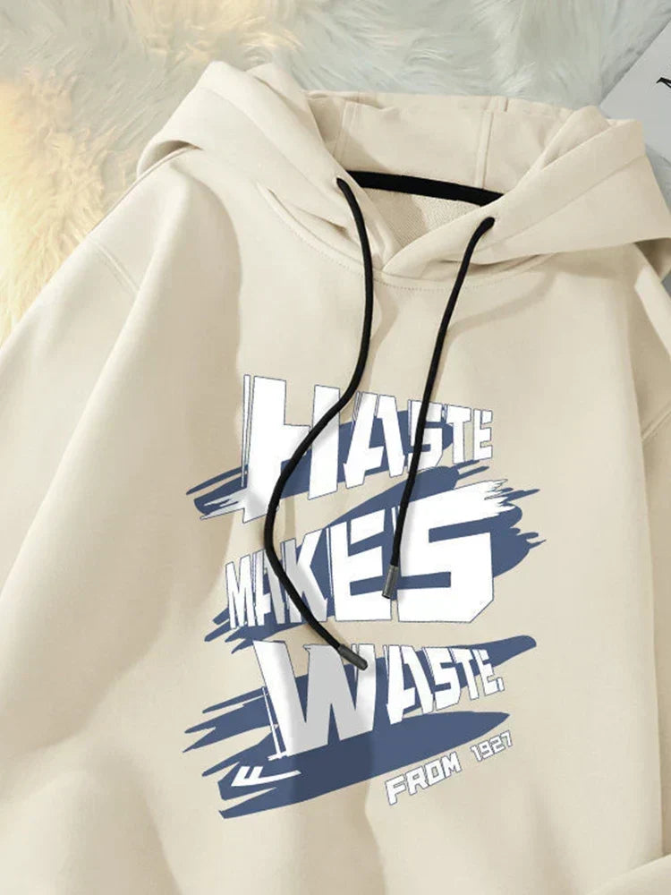 Brushstroke Slogan Letter Print Drawstring Pullover Hoodie 6