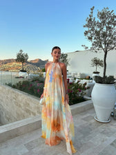 Halter Neck Sleeveless Tie Dye Maxi Dress 2