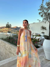 Halter Neck Sleeveless Tie Dye Maxi Dress 3