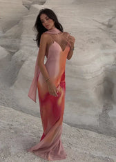 Satin Deep V-Neck Backless Slip Maxi Dress