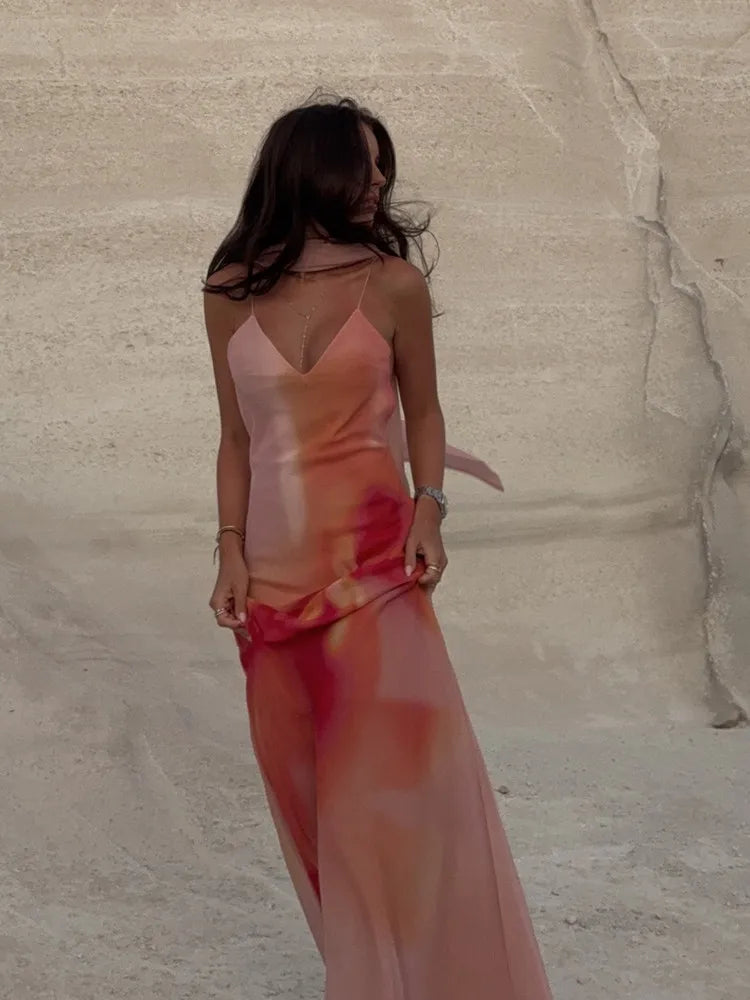 Satin Deep V-Neck Backless Slip Maxi Dress 5
