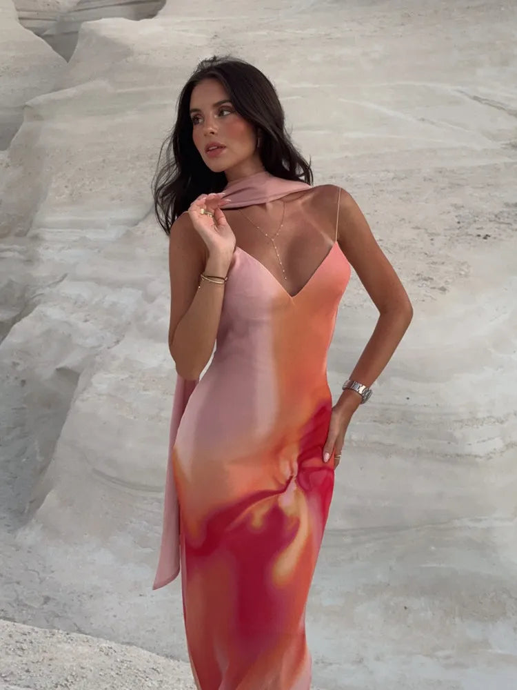 Satin Deep V-Neck Backless Slip Maxi Dress 4