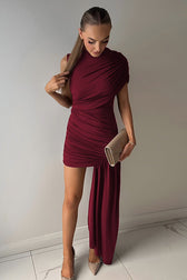 High Neck Sleeveless Ruched Mini Dress 13