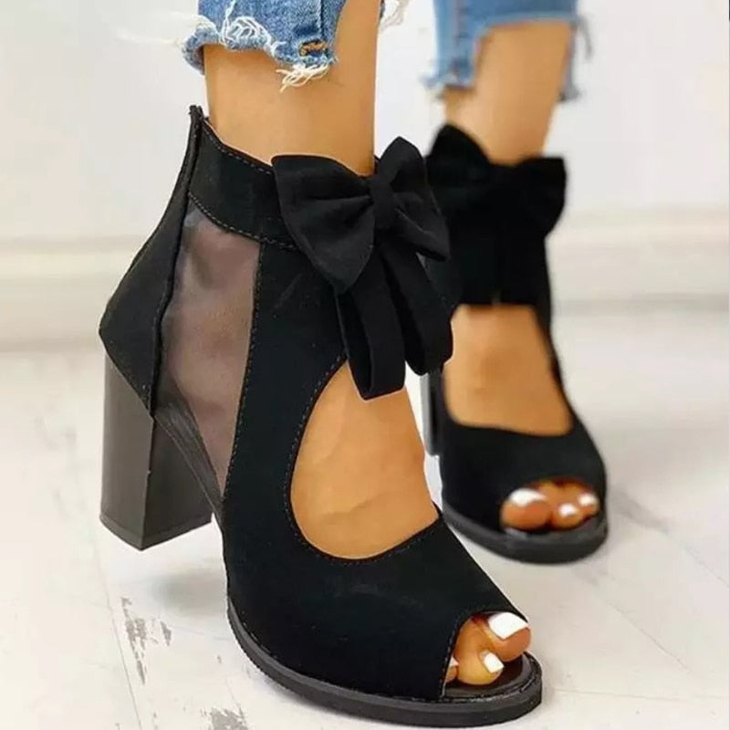 Fish Mouth Knot High Heel Sandals