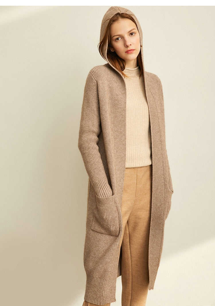 Women Fashion New Loose Hat Long Knitted Cardigan