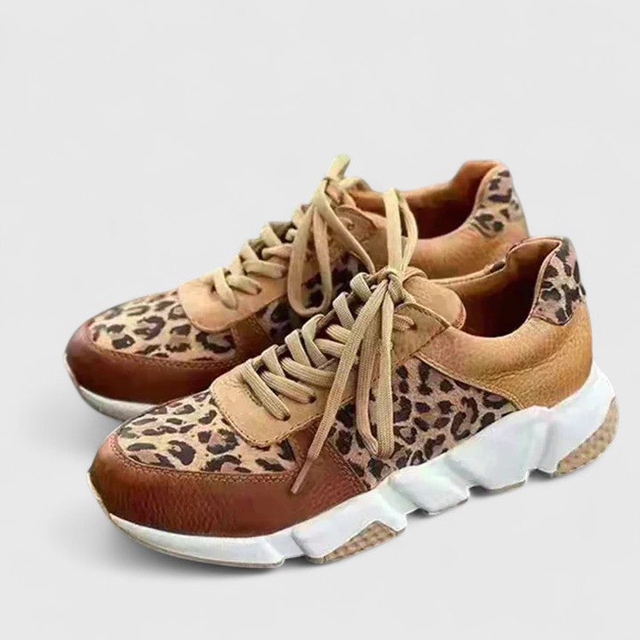 Leopard Print Lace Up Chunky Platform Sneakers