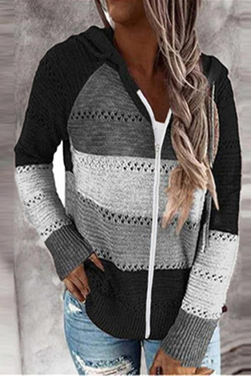 Gradient Zipper Hoodie Cardigan
