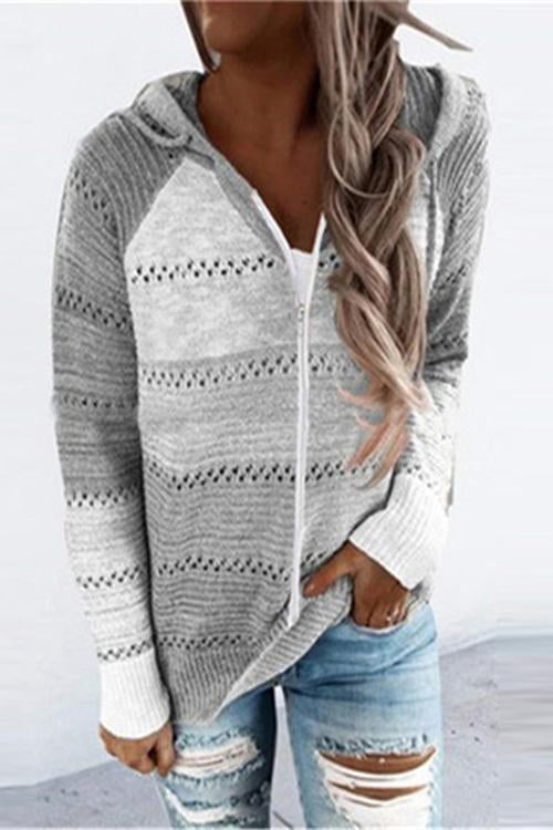 Gradient Zipper Hoodie Cardigan