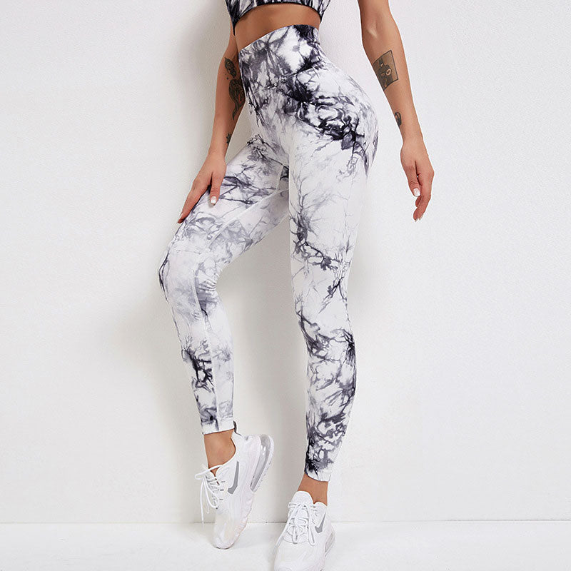 Mojoyce Tie Dye Yoga Pants Women Fitness Sport Leggings  Push Up High Waist Workout Seamless Tights Running Yoga Legging