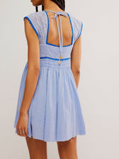 Lace Square Neck Babydoll Mini Dress Summer 7