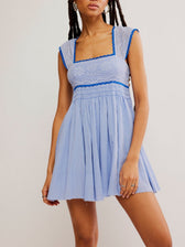 Lace Square Neck Babydoll Mini Dress Summer