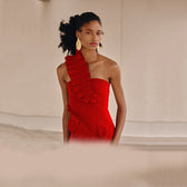 One-Shoulder Side Slits Exposed Legs Dress