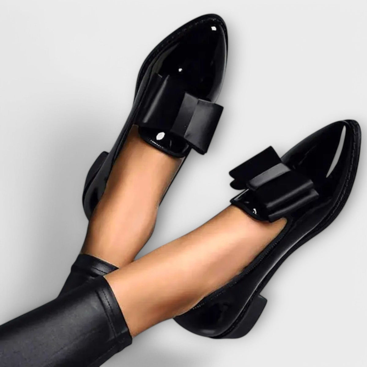 Pointed Toe Bow Detail Patent Flat Loafers 3