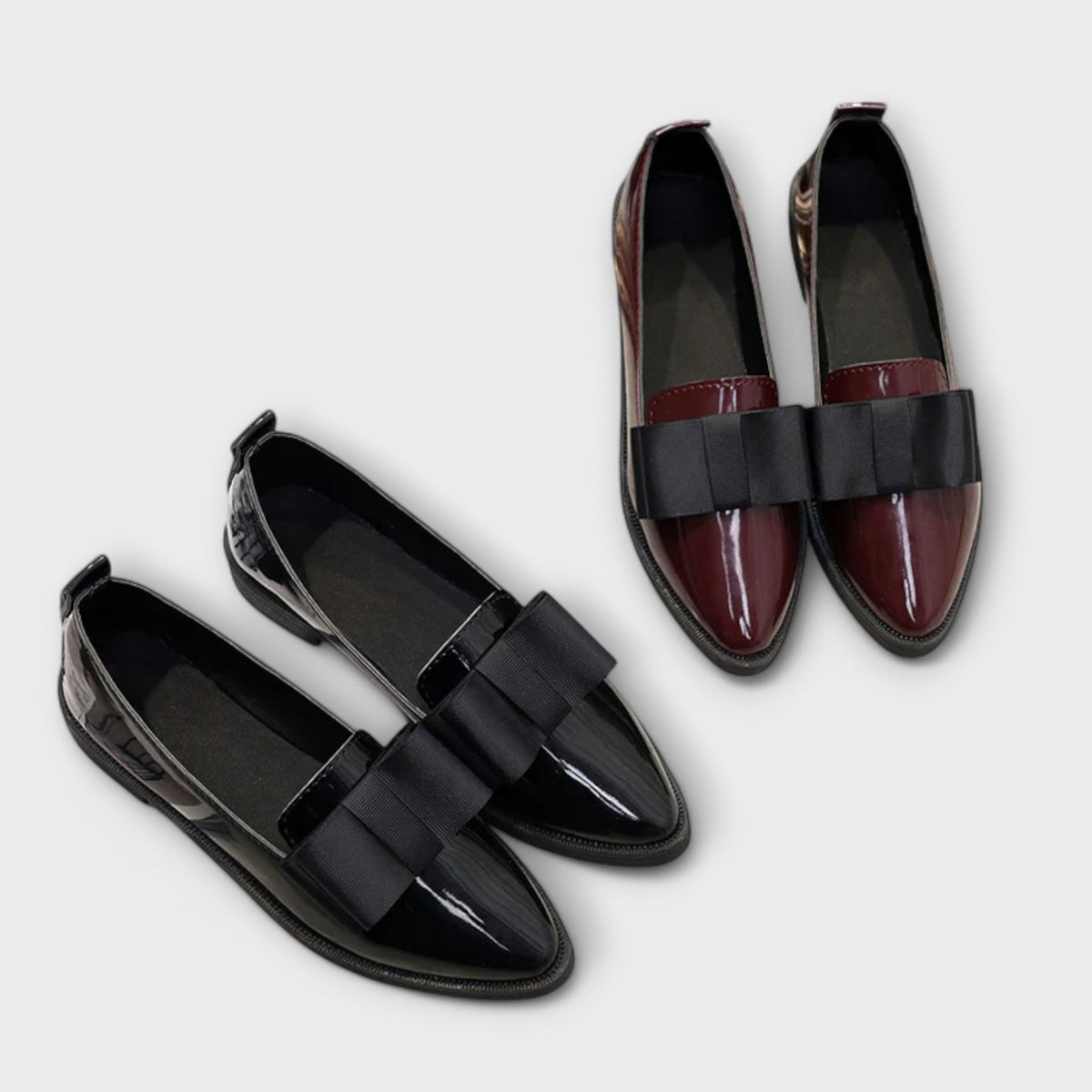 Pointed Toe Bow Flat Loafers