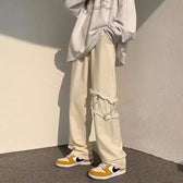Spliced Chain Elastic Waist Pants APRICOT / M (46-55kg)