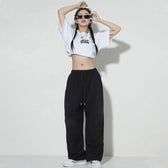 Loose Hip Hop Letter Dance Pants Black / S (38-45KG)