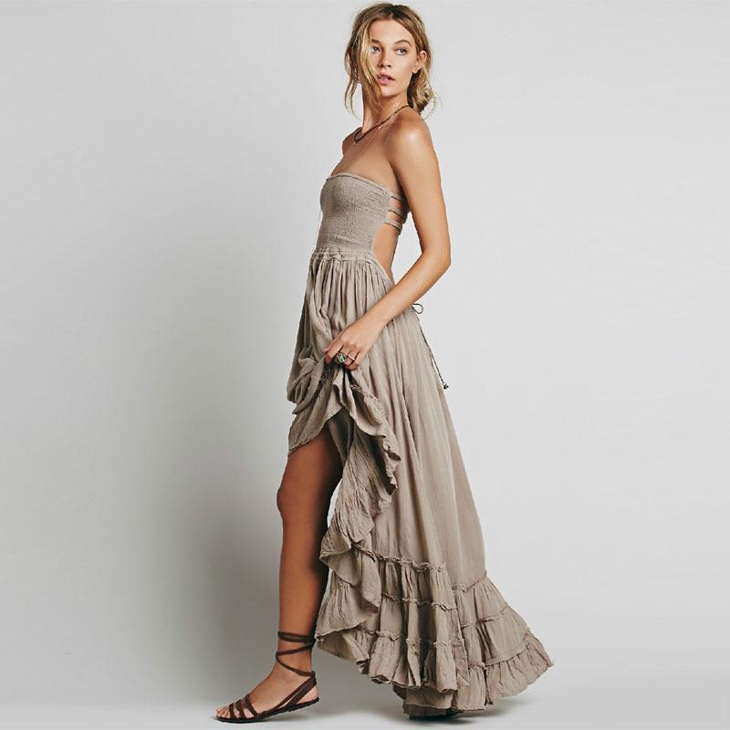 Halter Neck Backless Tiered Maxi Dress 3
