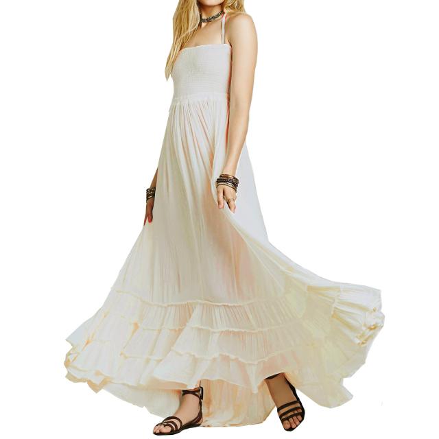 Halter Neck Backless Tiered Maxi Dress 4