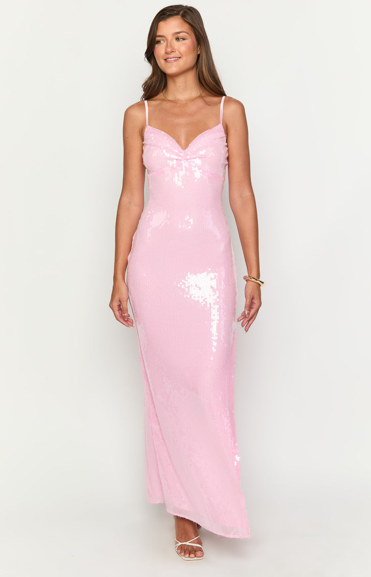 Sequin Sweetheart Spaghetti Strap Side Split Maxi Dress 3