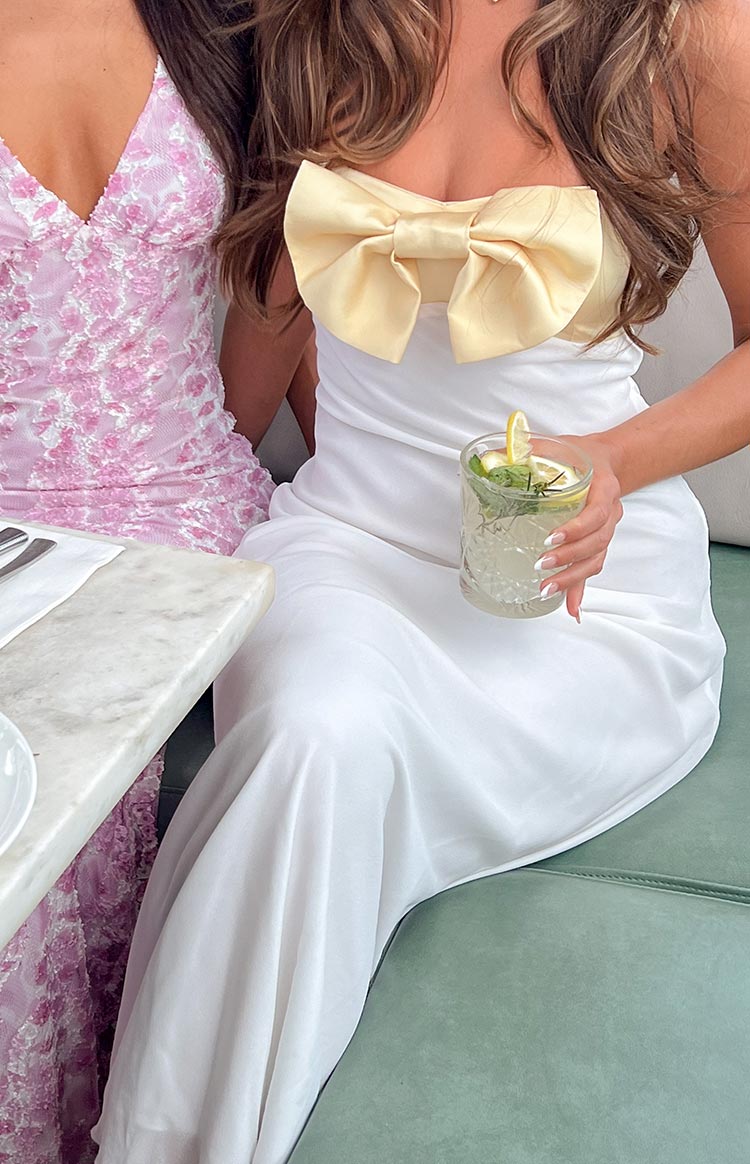 Strapless Oversized Bow Bust Bias Cut Maxi Dress 5