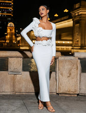 White Bandage Two-Piece Party Dress White / S Partydress-241208